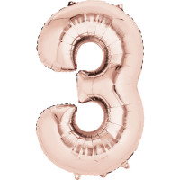 Гелиевая цифра 3 RoseGold Гелиевая цифра 3 RoseGold